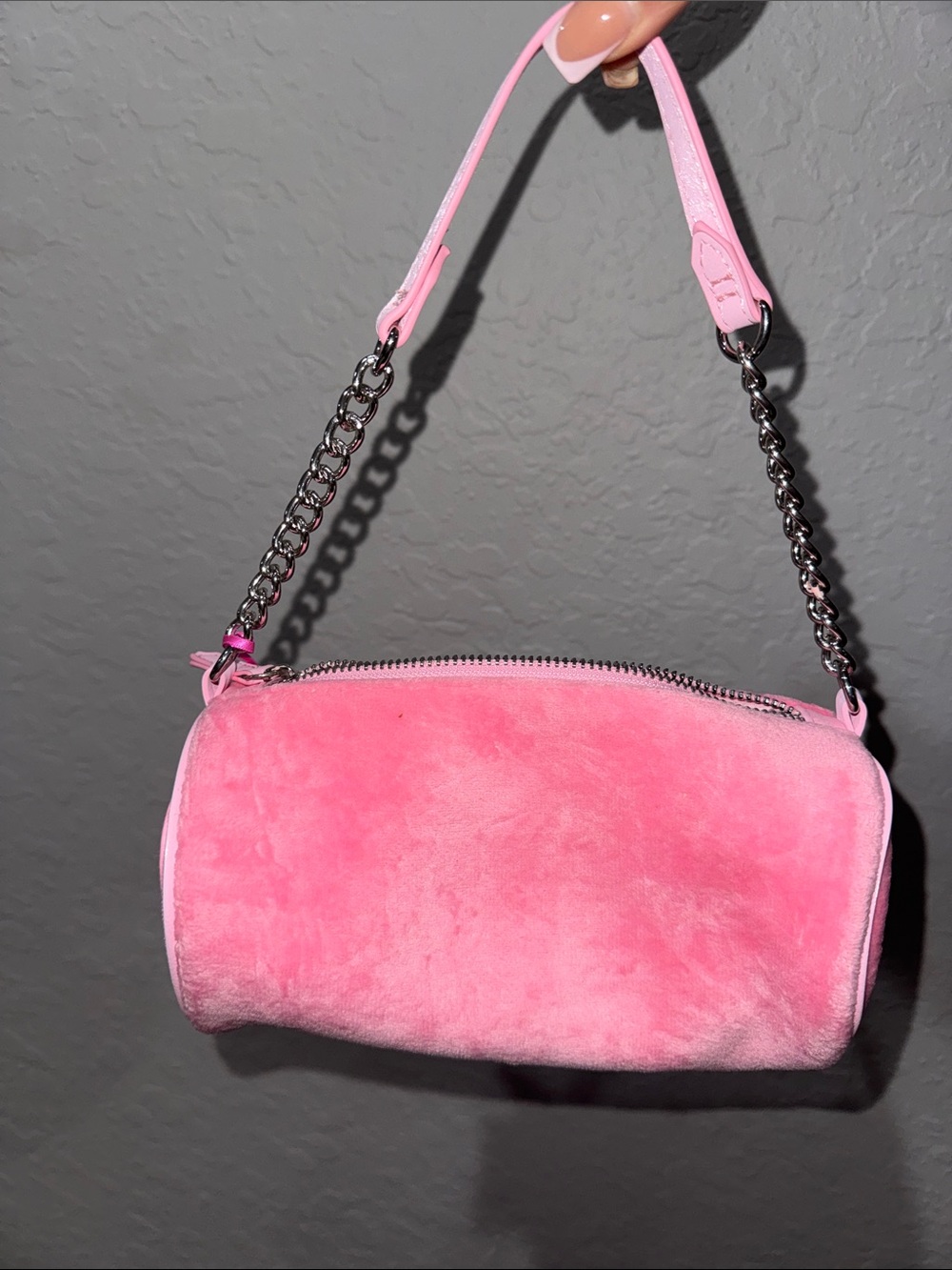 Paris Hilton Pink Suede Mini Shoulder Bag with Heart Lock - Picture 4 of 7